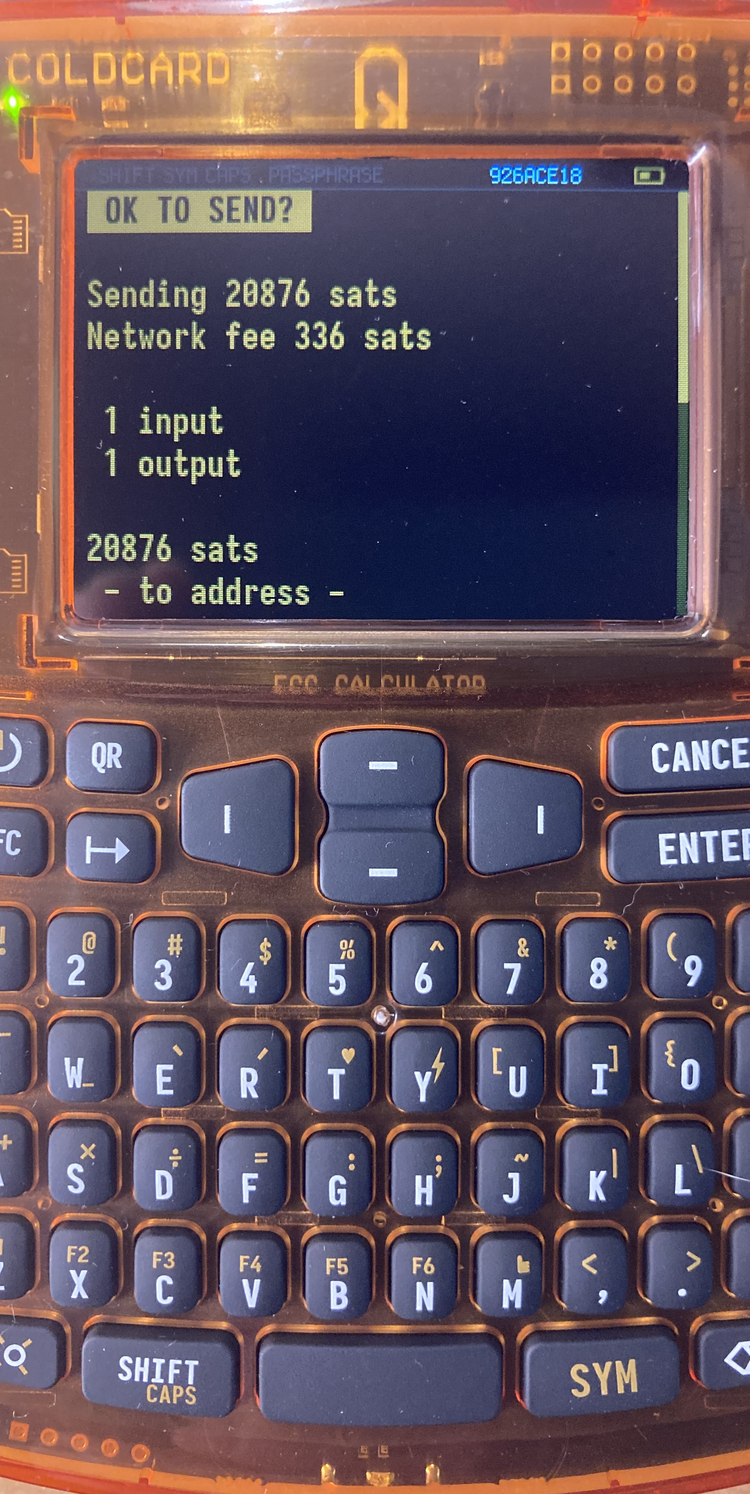 Coldcard Q aláírás előtt