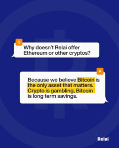 relai bitcoin only